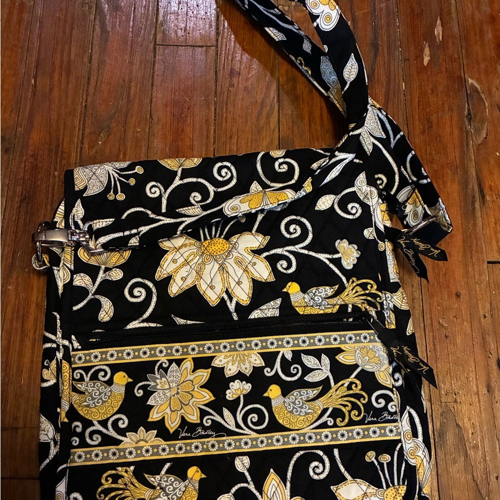 Vera Bradley Black and Yellow Floral Crossbody Bag